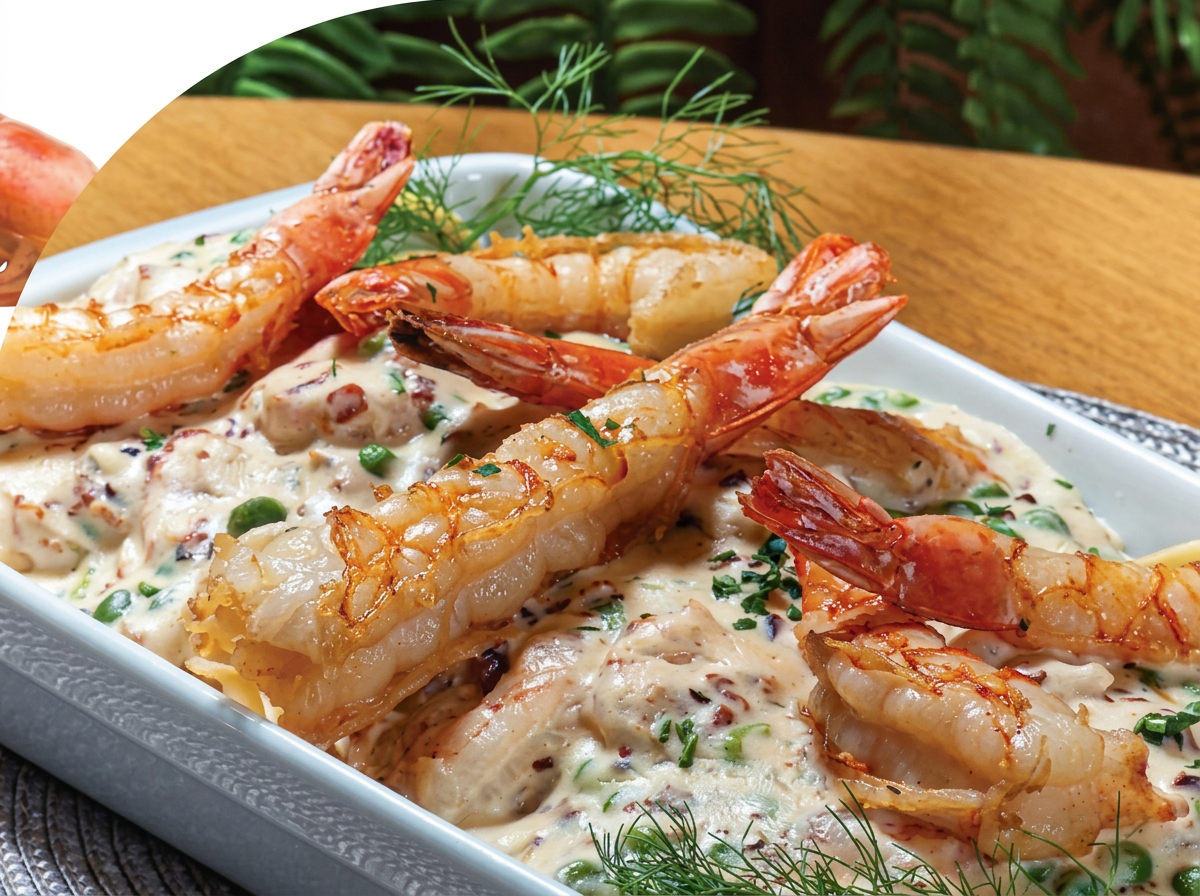 Fettuccine ao camarão rosa com molho da casa